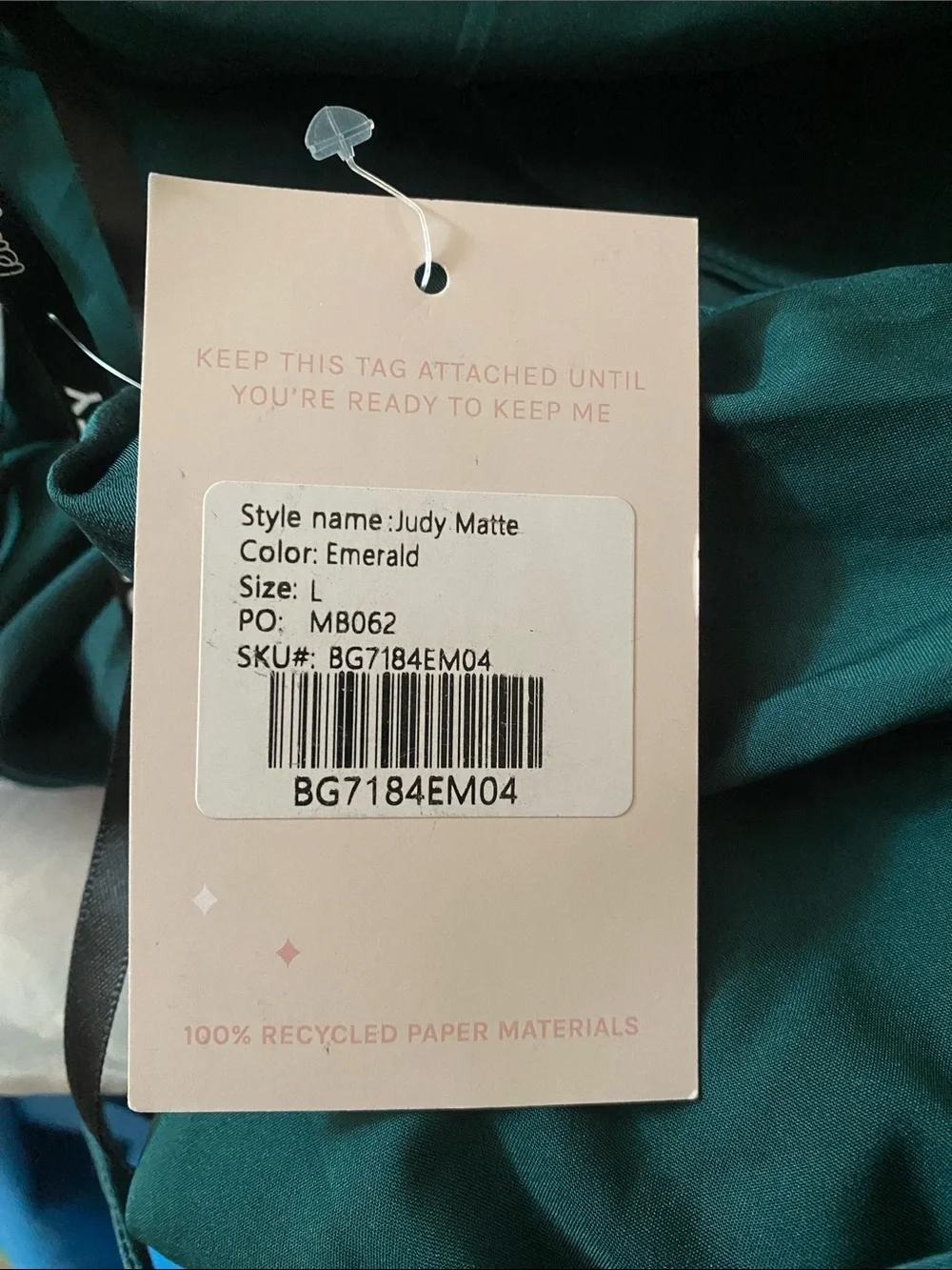 NWT Birdie Grey Judy Dress Matte Satin Emerald Size L - Picture 4 of 4